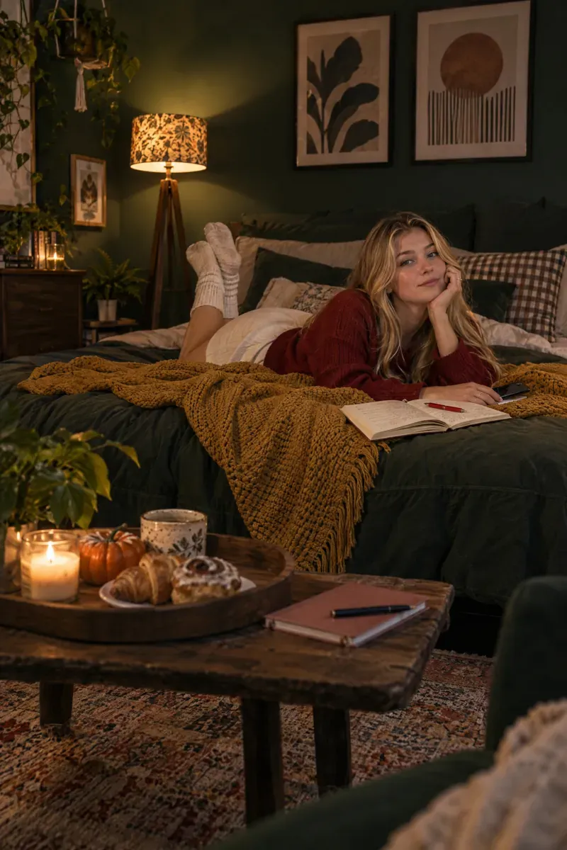 GPT Image 2.5 Sunburst: Dark green bedroom with a woman lying on the bed with a phone and notebook: GPT Image 2 won 7 of 9 believability judgments, with 2 ties. GPT Image 2.5 Sunburst shown: generation 1 of 3.